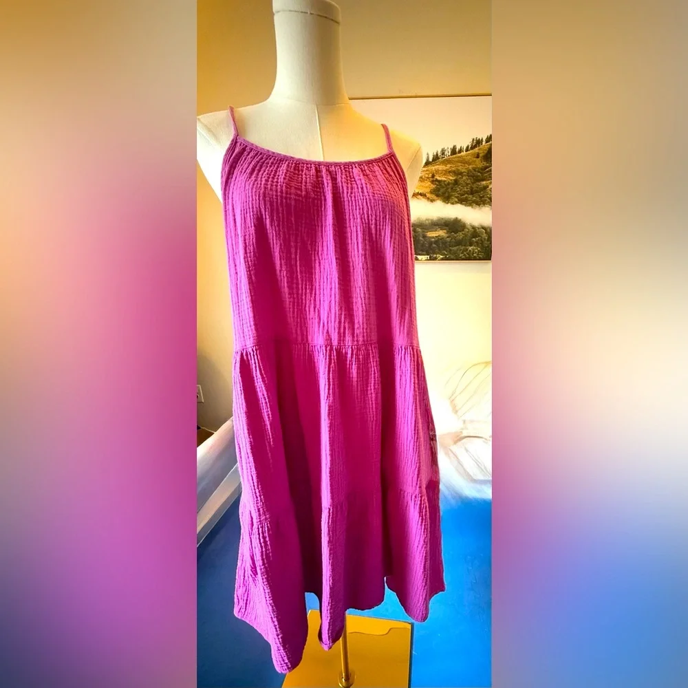 Universal Thread Fuchsia Pink Tiered Spaghetti Strap Dress - Picture 1 of 6